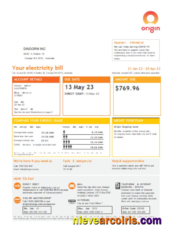 Origin utility business bill, page 1